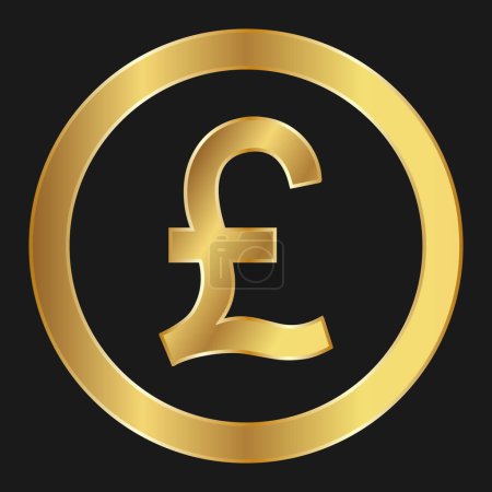 Illustration for Gold icon of pound sterling Concept of internet currency - Royalty Free Image