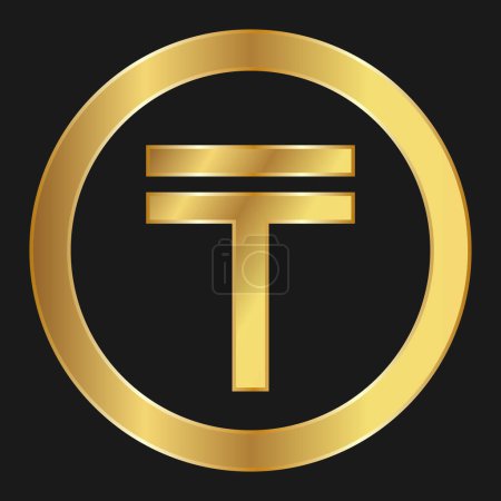 Icono de oro de Tenge Concepto de la moneda web de Internet