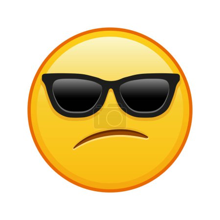 Embarrassed face with sunglasses Large size of yellow emoji smile