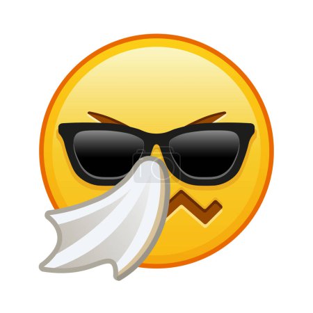 Sneezing face with sunglasses Large size of yellow emoji smile