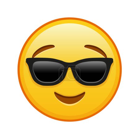 Ilustración de Cara ligeramente sonriente con gafas de sol Gran tamaño de emoji amarillo sonrisa - Imagen libre de derechos