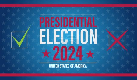 Ilustración de Elecciones presidenciales en Estados Unidos Votar bandera o botón Cartel electoral - Imagen libre de derechos