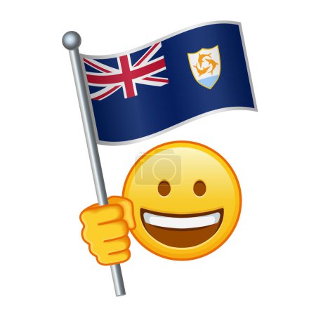 Emoji with Anguilla flag Large size of yellow emoji smile