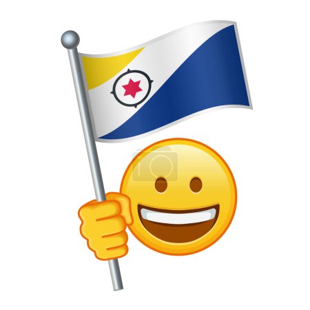 Emoji with Bonaire flag Large size of yellow emoji smile