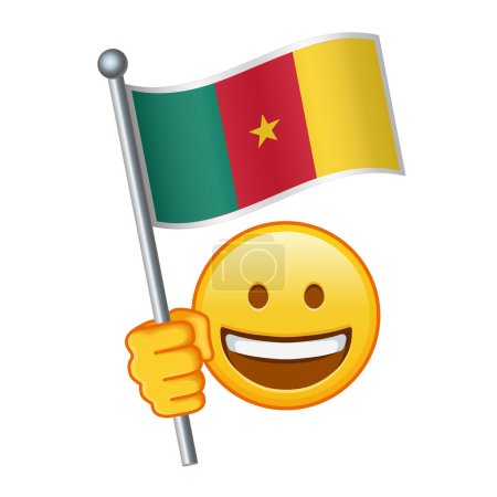 Ilustración de Emoji con bandera de Camerún Gran tamaño de la sonrisa emoji amarillo - Imagen libre de derechos