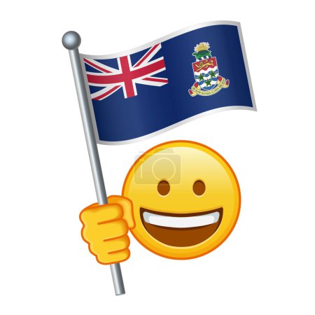 Emoji with Cayman Islands flag Large size of yellow emoji smile
