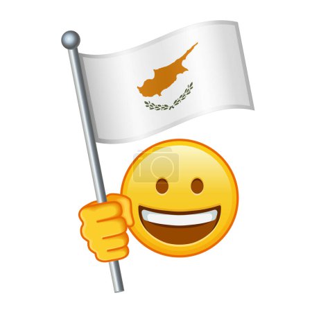 Emoji mit Zypern-Flagge Große Größe des gelben Emoji-Lächelns