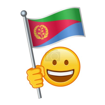 Illustration for Emoji with Eritrea flag Large size of yellow emoji smile - Royalty Free Image