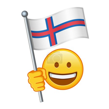 Illustration for Emoji with Faroe Islands flag Large size of yellow emoji smile - Royalty Free Image