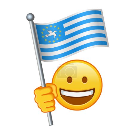 Emoji mit Fahne der Bundesrepublik Südkamerun Großes gelbes Emoji-Lächeln
