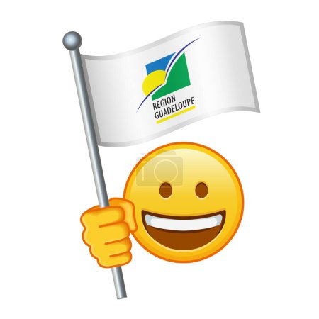 Emoji with Guadeloupe flag Large size of yellow emoji smile