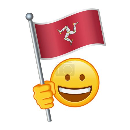 Téléchargez les illustrations : Emoji avec drapeau de l'île de Mann Grande taille de sourire emoji jaune - en licence libre de droit