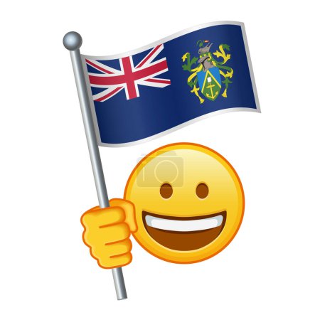 Ilustración de Emoji con bandera de las Islas Pitcairn Gran tamaño de la sonrisa emoji amarilla - Imagen libre de derechos