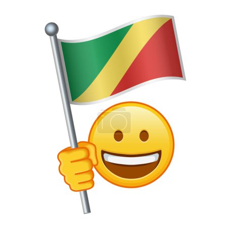 Ilustración de Emoji con la bandera de la República del Congo Gran tamaño de la sonrisa emoji amarillo - Imagen libre de derechos