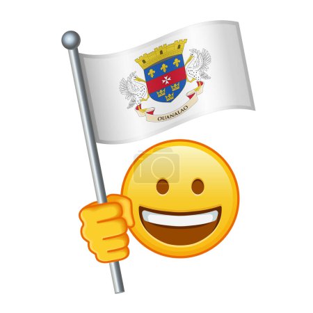 Emoji with Saint Barthelemy flag Large size of yellow emoji smile