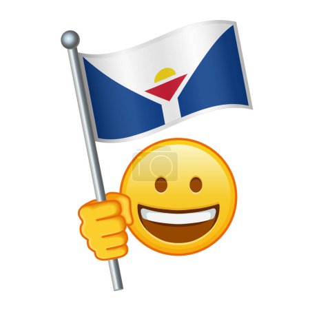 Emoji with Saint Martin flag Large size of yellow emoji smile