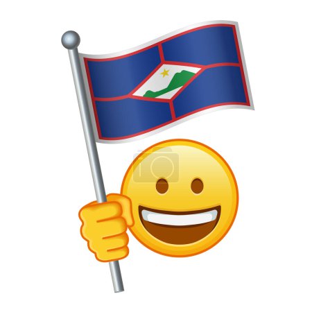 Emoji with Sint Eustatius flag Large size of yellow emoji smile