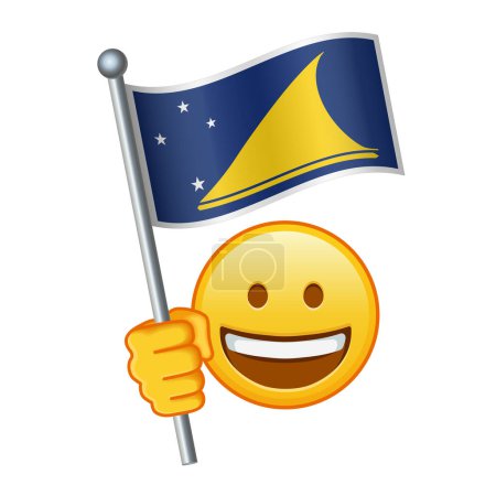 Emoji with Tokelau flag Large size of yellow emoji smile