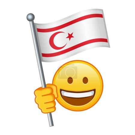 Emoji mit Flagge der Türkischen Republik Nordzypern Großes gelbes Emoji-Lächeln