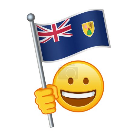 Emoji with Turks and Caicos flag Large size of yellow emoji smile