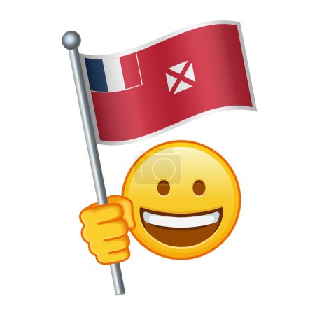 Emoji mit Wallis und Futuna Flagge Großes gelbes Emoji-Lächeln