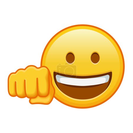 Grinning face with a fist Cheer or blow icon Large size of yellow emoji smile