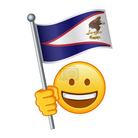 Emoji with American Samoa flag Large size of yellow emoji smile