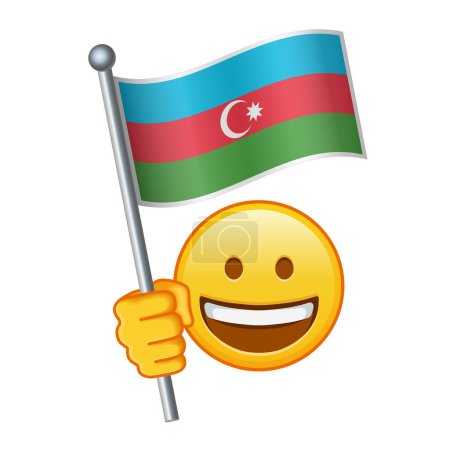 Illustration for Emoji with Azerbaijan flag Large size of yellow emoji smile - Royalty Free Image