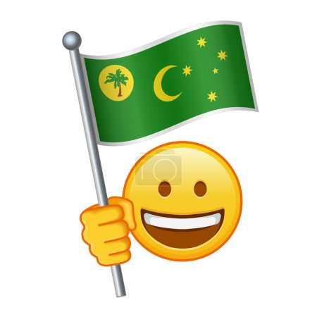 Emoji mit Kokosinseln-Flagge Große Größe des gelben Emoji-Lächelns