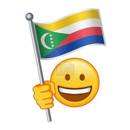 Emoji with Comoros flag Large size of yellow emoji smile