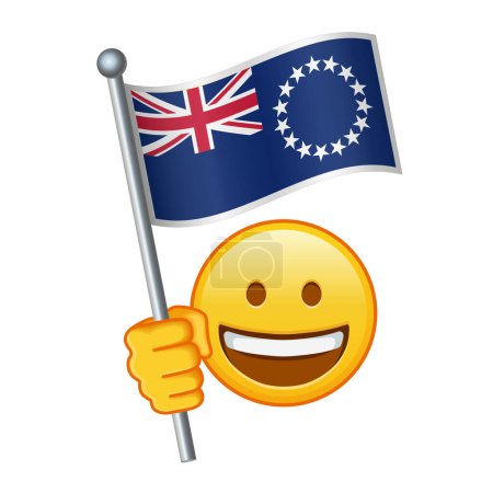 Emoji mit Cook Islands Flagge Große Größe des gelben Emoji-Lächelns