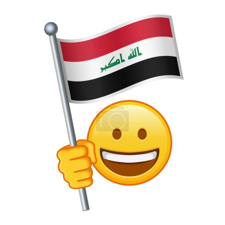 Illustration for Emoji with Iraq flag Large size of yellow emoji smile - Royalty Free Image