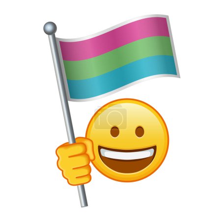 Emoji with Polysexual pride flag Large size of yellow emoji smile