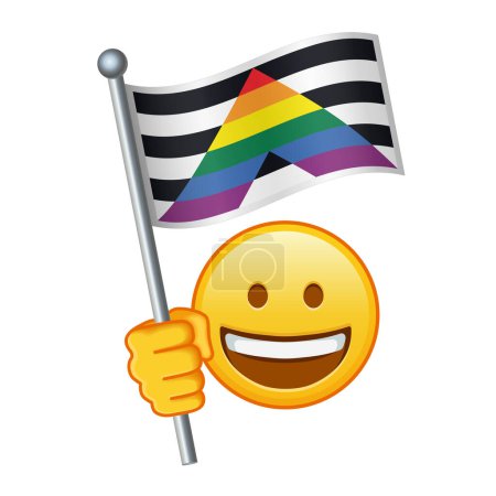 Emoji with Straight ally pride flag Large size of yellow emoji smile