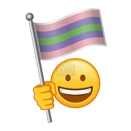 Emoji with Trigender pride flag Large size of yellow emoji smile