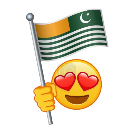 Emoji avec drapeau Azad Jammu et Cachemire Grande taille de sourire jaune emoji