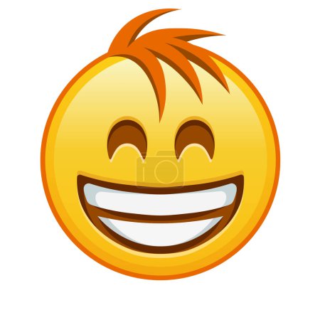 Grinning face with laughing eyes Large size of yellow emoji smile with hair