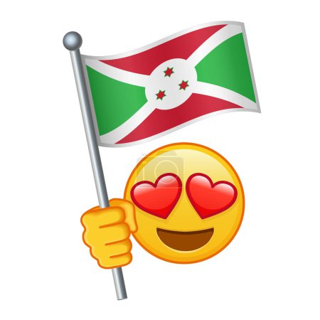 Emoji with Burundi flag Large size of yellow emoji smile