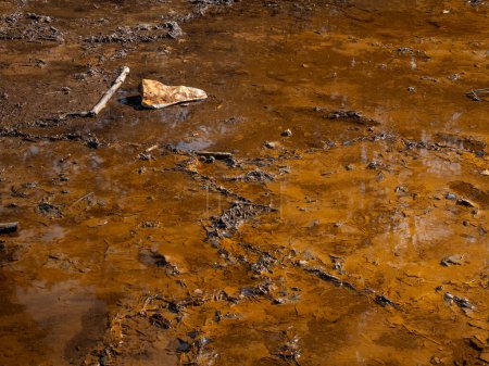 Téléchargez les photos : Boue rouge sur le lac ouvert de la mine de lignite. Géoparc Bad Muskau Leknica. - en image libre de droit