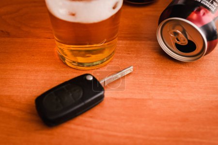 Foto de Alcohol addiction, you can't drive, violation of the law.Toned. - Imagen libre de derechos
