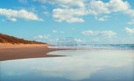 Photo for Amazing beach background with turquoise water and clear blue sky on a summer day. Tropical vibes. Tranquil sea scene. - Royalty Free Image