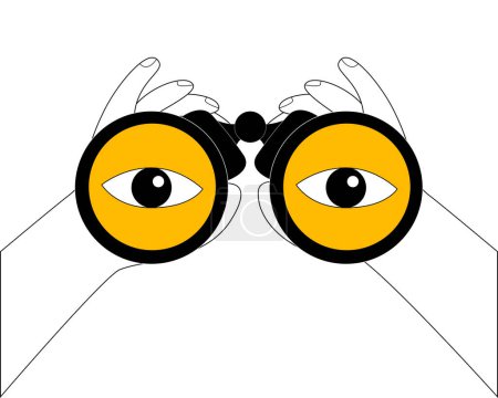 Illustration for Hands holding binoculars. Funny vector icon for design and animation on theme of search and strategy. - Royalty Free Image