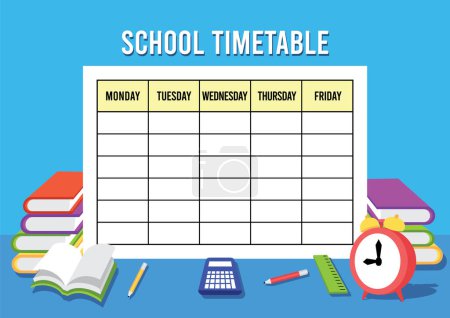 Illustration for Cute school timetable or lesson schedule template - Royalty Free Image