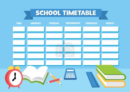Illustration for School timetable or lesson schedule template, ready to print - Royalty Free Image