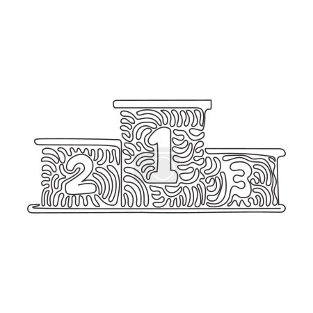 Illustration for Single continuous line drawing winners podium with number. Pedestal or platform. Stage for awards ceremony event. Swirl curl style concept. Dynamic one line draw graphic design vector illustration - Royalty Free Image