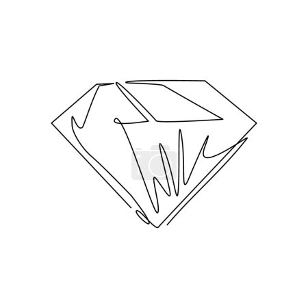 Illustration for Single continuous line drawing brilliant, diamond flat line icon. linear style sign for mobile concept and web design. Symbol, logo illustration. Pixel perfect. Dynamic one line draw graphic vector - Royalty Free Image