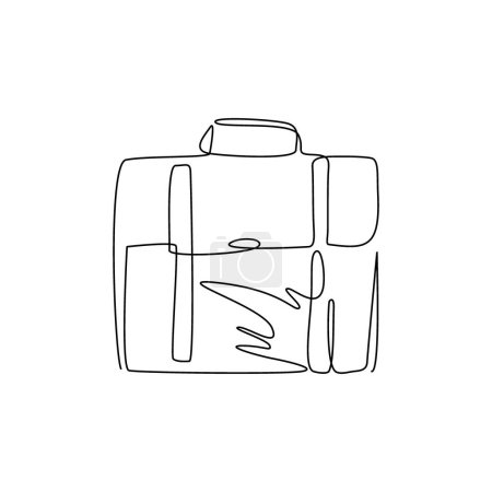 Logo del icono del maletín de dibujo de línea continua única. Bolsa, símbolo de cartera. Señal de maleta plana aislada sobre fondo blanco. Simple para diseño gráfico y web. Ilustración dinámica de un vector de dibujo de línea