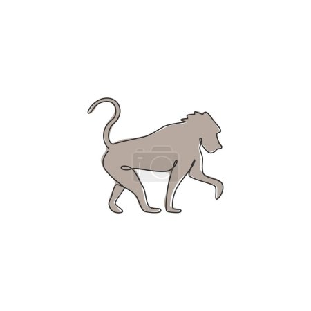Ilustración de Una sola línea de dibujo de babuino para la identidad del logotipo de la empresa. Concepto de mascota animal primado para icono corporativo. Trendy línea continua dibujar diseño gráfico vector ilustración - Imagen libre de derechos