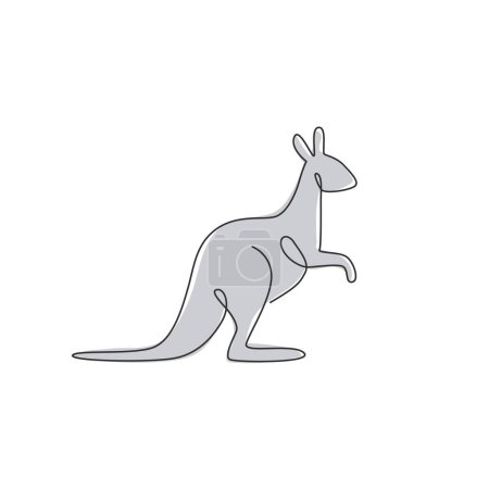 Illustration for Single continuous line drawing of adorable standing kangaroo for national zoo logo identity. Australian animal mascot concept for travel tourism campaign icon. One line draw design vector illustration - Royalty Free Image