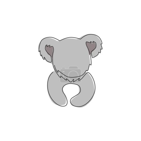 Illustration for Single continuous line drawing of funny koala head for kid toys shop logo identity. Little bear from Australia mascot concept for national park icon. One line draw design vector graphic illustration - Royalty Free Image